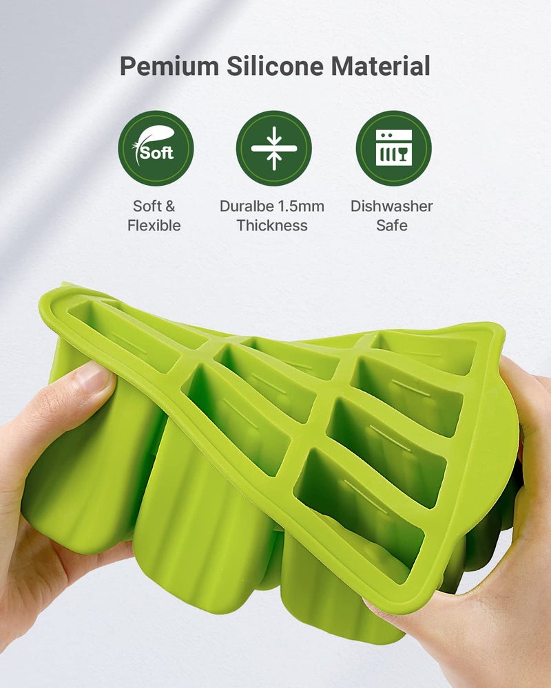 MEETRUE Popsicles Molds, MEETRUE 12 Pieces Silicone Popsicle Molds Easy-Release BPA-free Popsicle Maker Molds Ice Pop Molds Homemade Popsicle Ice Pop Maker with 50PCS Popsicle Sticks+Cleaning Brush - Image 3